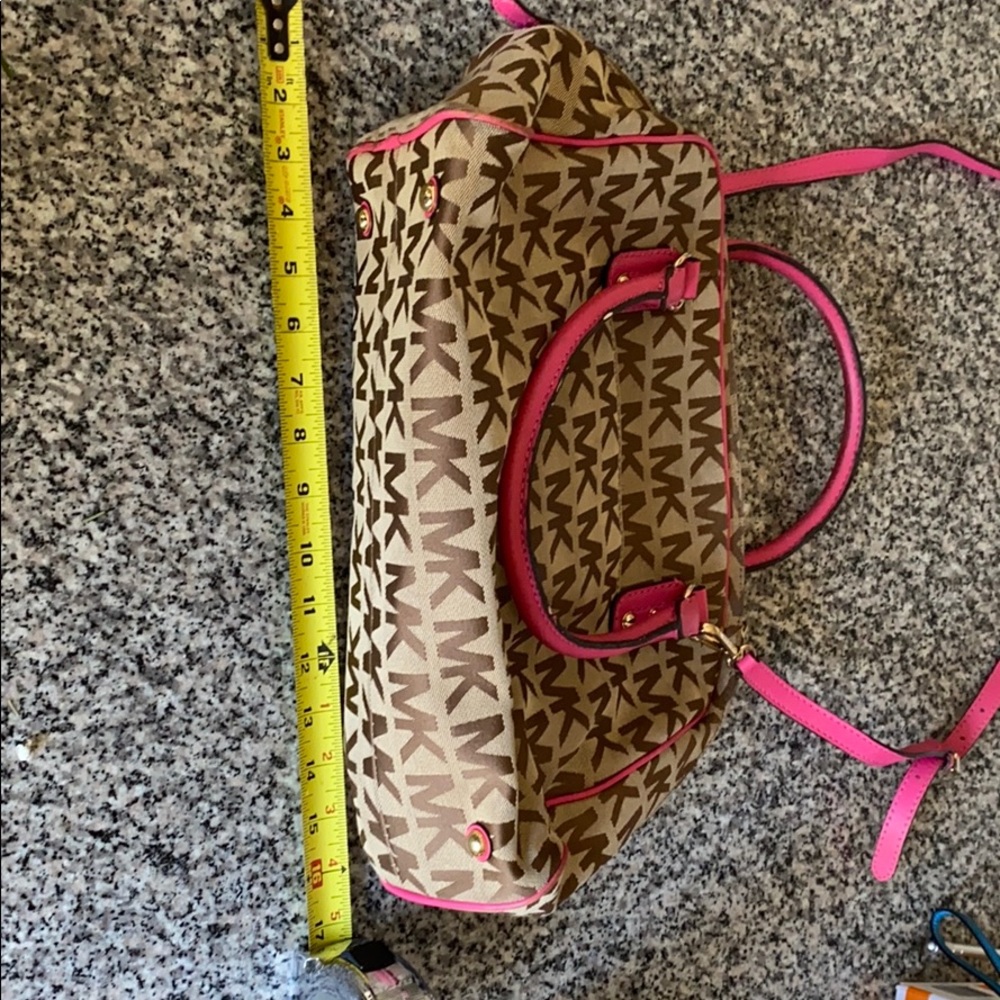 Michael Kors pink, tan and brown purse - Picture 3 of 9